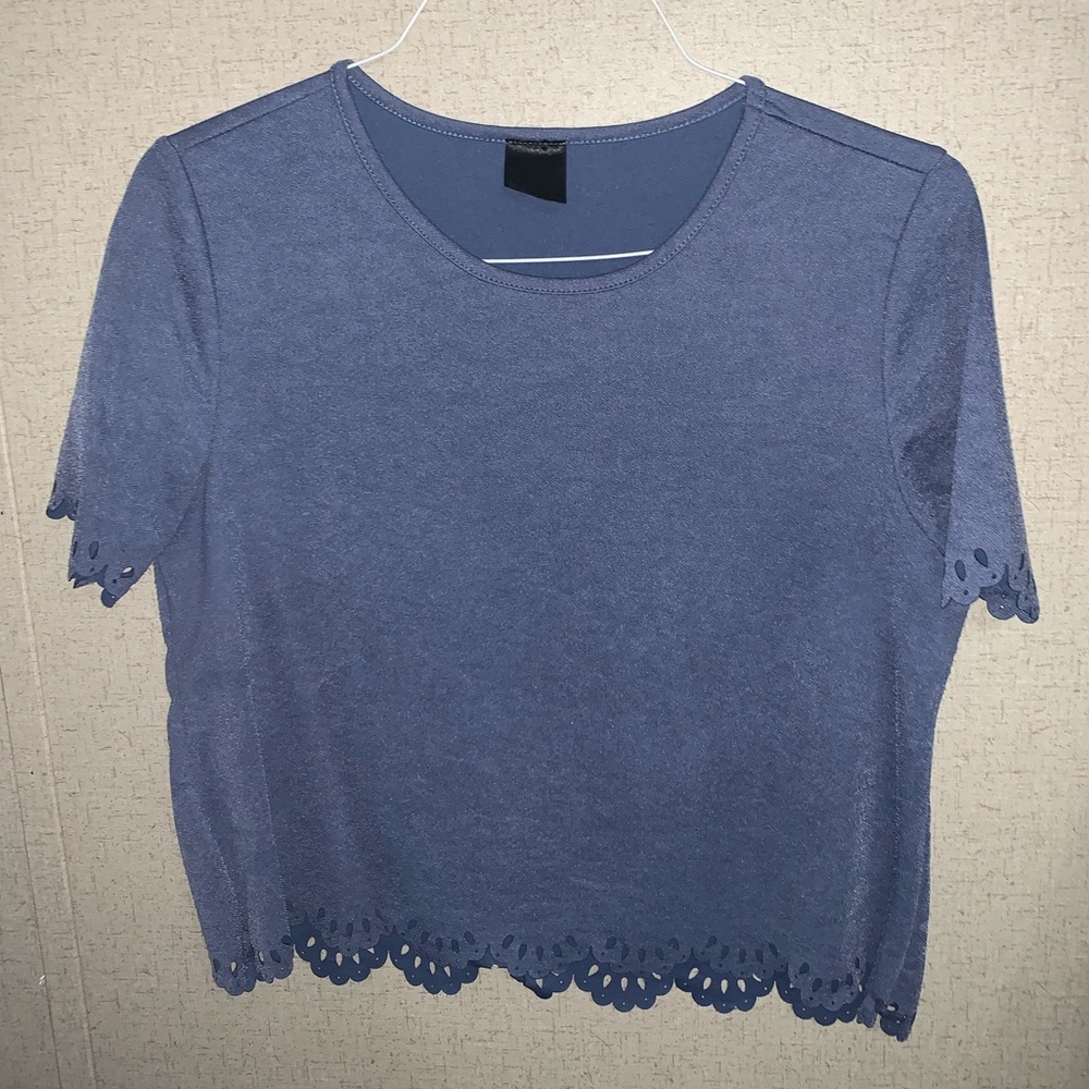 Blue Ruffled Crop Top